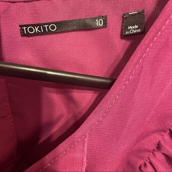 Magenta ruffled blouse - Tokito size 10 - Picture 3 of 5